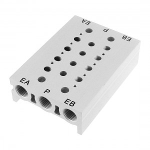 Rectangle Aluminum Block Manifold Solenoid Valve Base 4 Stations