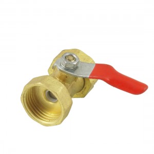1/2" x 1/2" Threaded Female Pumping Red Lever Handle Ball Valve Brass Tone