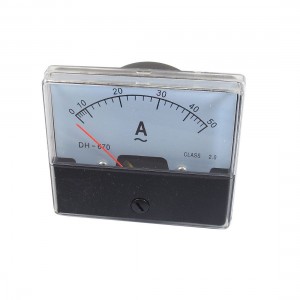 Class 2.5 Accuracy AC 0-50A Rectangle Analog Panel Meter Ammeter White