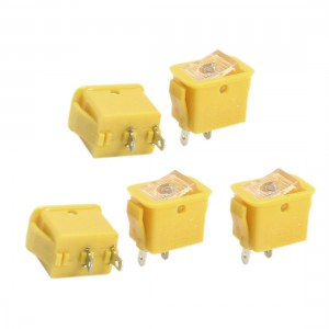5Pcs AC250V/10A 125V/13A 2 Pins Latching SPST On/Off Rocker Switch Yellow