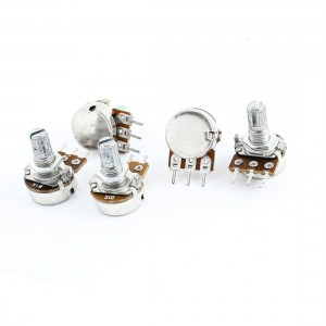 6mm Knurled Shaft 3-Pin B Type Rotary Knob Taper Potentiometer 1K Ohm 5 Pcs