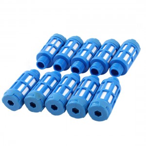 10 x Plastic 9.5mm 1/8PT Pneumatic Valves Noise Reduce Air Silencer Muffler Blue