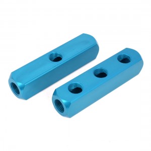 2 Pcs Pneumatic Cylinder 3 Way 6 Ports Aluminum Air Manifold Block Splitter