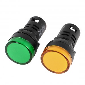 2 Pcs AD16-22D/S Green Yellow LED Pilot Light Panel Indicator 22mm DC 24V 20mA