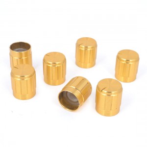 15mm x 17mm Gold Tone Aluminum Potentiometer Knobs 7Pcs