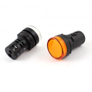 2Pcs AC380V Energy Saving Yellow White LED Indicator Pilot Signal Light Lamp