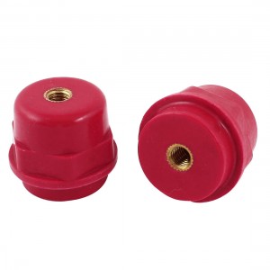 2 Pcs Red Resin M8 Female Threaded Enhanced Busbar Insulator Supporter