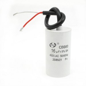 450VAC 16uF Non Polar Wired Metallized Polypropylene Film Motor Capacitor