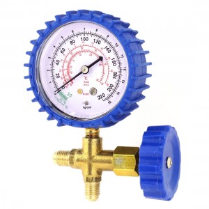 Air Conditioner Part 3-Way Valve 1/4NPT Thread Single Manifold Gauge 0-220psi