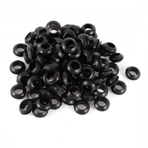 200 PCS 4mm x 10mm Black Rubber Cable Wiring Grommets Gasket Ring