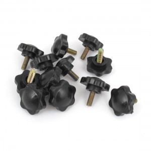 12PCS Hardware Plastic Clamping Knob M5 x 12mm x 25mm Black