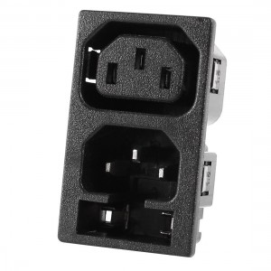 IEC320 C13 C14 AC Power Inlet Outlet Panel Mount Socket w Fuse Holder