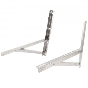 Air Conditioner Foldable Stainless Steel Hollow Out Bracket Support Stand 2 Pcs