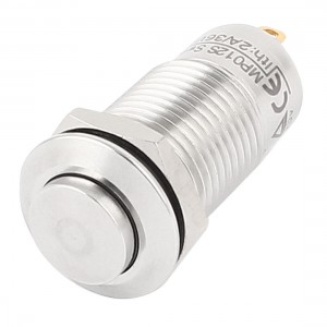 AC 36V 2A SPST 2 Pins 12mm Thread Momentary Metal Push Button Switch