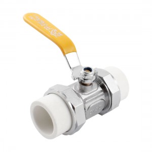 Double Headed 30mm to 30mm Yellow Lever Handle Copper Plating PPR Ball Valve