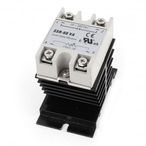 470K Ohm 2W to AC 24-380V 60A Black Aluminum Heat Sink 1 Phase Solid State Relay