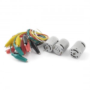 3 x Silver Tone DC 3V 2 Terminal Mini Motor 6000RPM Speed w Alligator Clip Cable