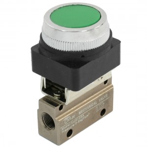 Green Push Button 2Position 3 Way Momentary Air Pneumatic Mechanical Valve 1/8PT