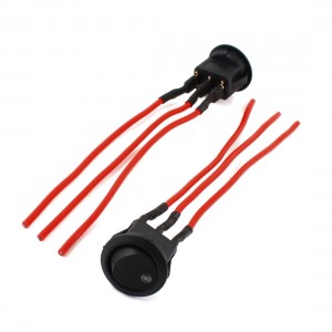 DC 20A 12V 3 Wired SPST On/Off White Lamp Round Boat LED Rocker Switch 2pcs