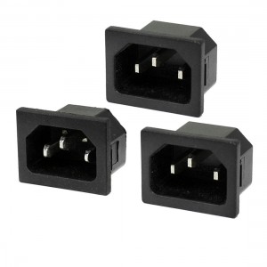 Black IEC320 C14 Inlet Male Power Plug Socket AC 250V 15A 3 Pcs