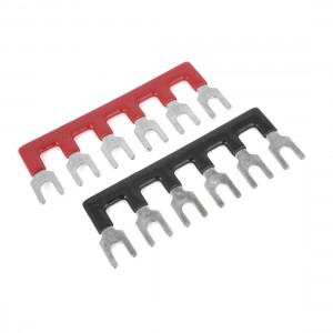 2 in 1 Fork Type 6 Positions Terminal Stripes Block Black Red 400V 10A