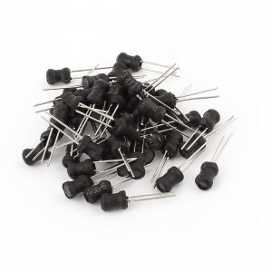 50Pcs 100uH 500mA 5x7mm 10% Tolerance Shielded Radial Lead Inductor Black