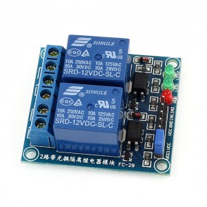 DC 12V 2 Channel Low Level Trigger Optocoupler Insolated Relay Module