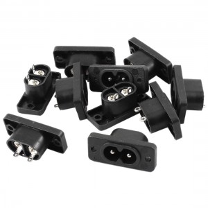 AC 250V 2.5A IEC320 C8 Round Pin Male Inlet Plug Power Socket Adapter 10Pcs