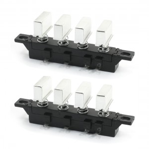 2Pcs 4-Key 3-Interlock 1-Momentory Rectangle Silver Tone Cap Push Button Switch
