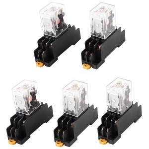 AC 220/240V Coil Red Indicator Lamp DPDT 8 Pins Power Relay 5 Pcs + Socket Base