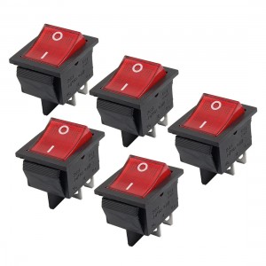 5x Red Button 4 Pin DPST ON/OFF Snap In Boat Rocker Switch 16A/250V 20A/125V AC