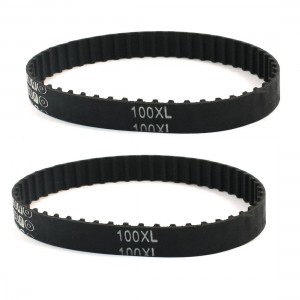 100XL 50 Teeth 10mm Width Rubber Cogged Industrial Timing Belt Black 10" 2 Pcs