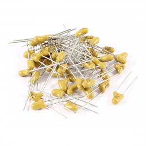 50PCS 0.1uF 35V 2 Pin Yellow Radial Dipped Tantalum Bead Capacitors