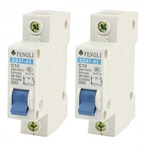 6000A 10A 230V/400VAC 1 Pole DIN Rail Short Circuit Protector Breaker 2 Pcs