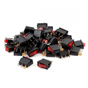 AC 250V/15A SPST 3 Terminals ON/OFF Red Light Boat Rocker Switch 40pcs