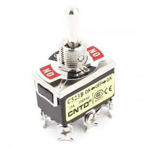 12mm Panel Cutout Dia 3 Positions DPDT Rocker Toggle Switch AC250V/15A