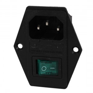 AC 250V 15A Plastic Housing IEC320 C14 Inlet I/O Button Power Socket wFuseholder