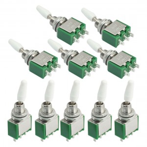 SPDT 2 Position Self-Locking Rocker Type Toggle Switch AC 250V 2A Green 10pcs