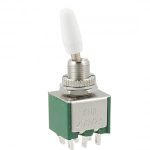 AC 250V 2A DPDT ON/ON 6 Terminals Green Latching Toggle Switch