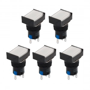 5 x 5P White Light Momentary 1NO 1NC Rectangular Push Button Switch AC 220V