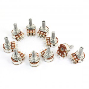 10 Pcs B50K Ohm Knurled Shaft Adjustable Linear Potentiometers AC 250V