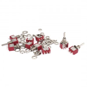 AC 250V/2A 120V/5A SPDT 3 Position ON/Off/ON Toggle Switch Red 10 Pcs