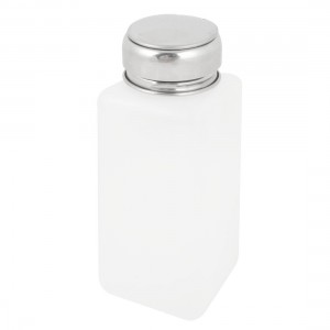 Silver Tone Metal Lid 250ml Plastic Liquid Storage Alcohol Bottle White