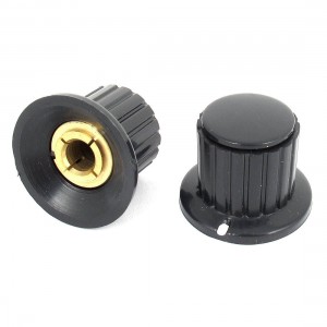 2 Pcs Black Ribbed Grip 6mm Split Shaft Potentiometer Control Knobs