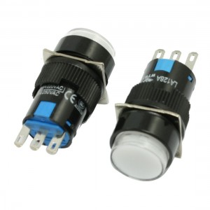 2 Pcs 3 Pin Momentary 1NO 1NC White Round Push Button Switch AC 250V 5A