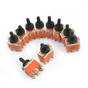 10Pcs 250V 25A DPDT Latching Rocker Type 3Position Toggle Switch w Rubber Cover