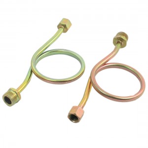 2 Pcs 1/2PT Male x 1/4PT Female Thread Copper Tone Pressure Gauge Syphon Tubes