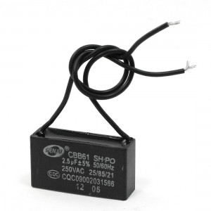 CBB61 2.5uF AC 250V Rectangle Non Polar Motor Strating Capacitor