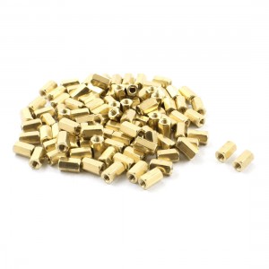 100Pcs M3 x 8mm Female Thread Gold Tone PCB Hexagonal Nut Standoff Spacer