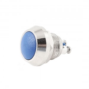 12mm Threaded SPST Momentary Blue Round Cap Pushbutton Switch AC 250V 3A